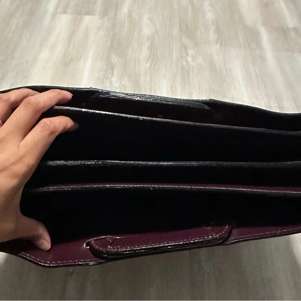 Real %100 Leather Mens Purple Burgundy Briefcase